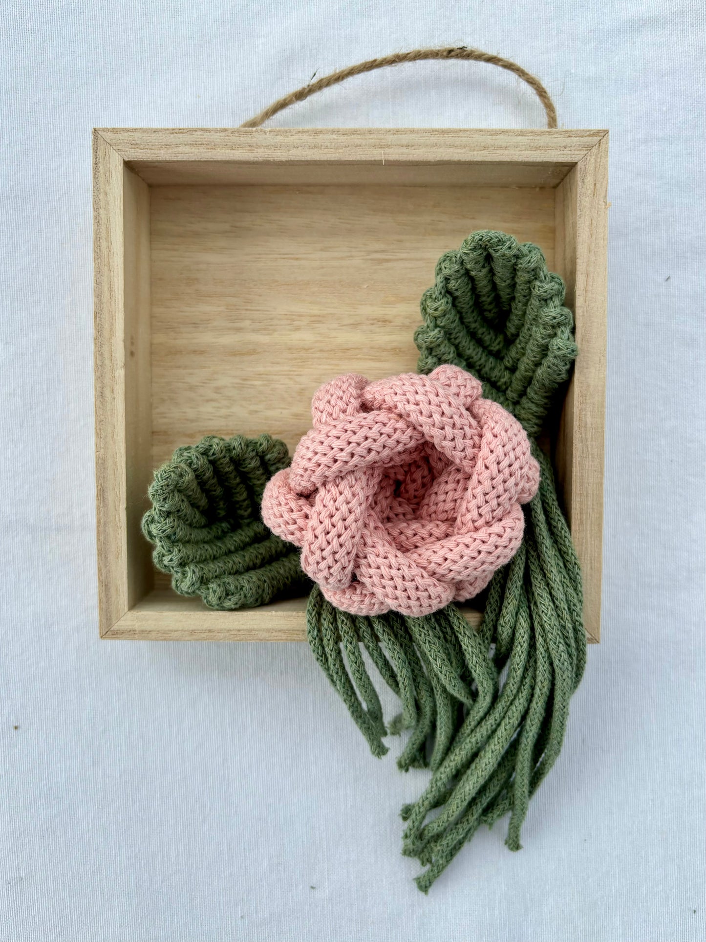 Mixed Media - Macrame Flower Shadow Box
