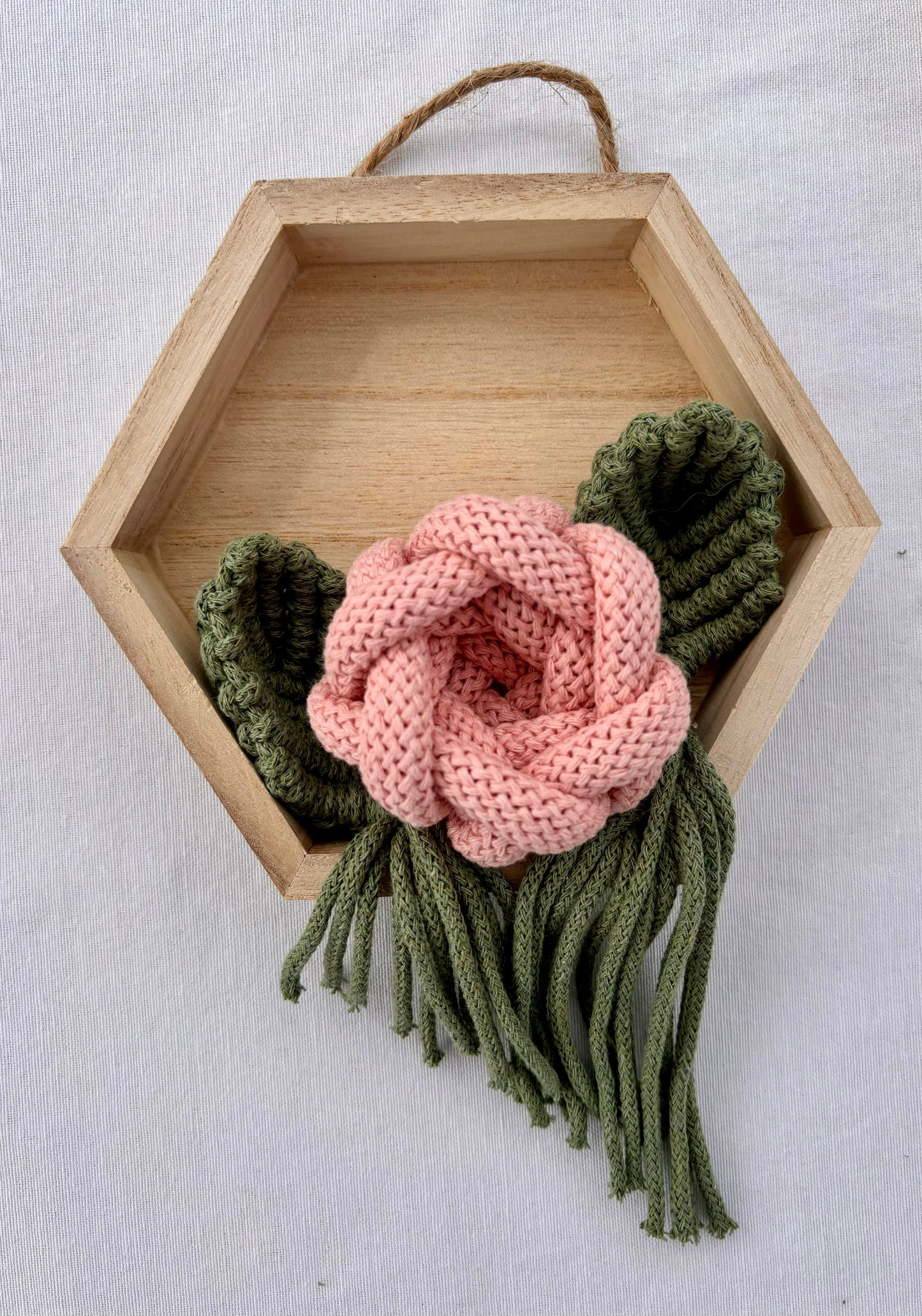 Mixed Media - Floral Macrame Wooden Shadow Box