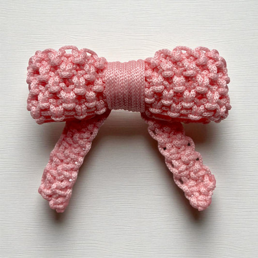 Pink Nylon Bow Barrette