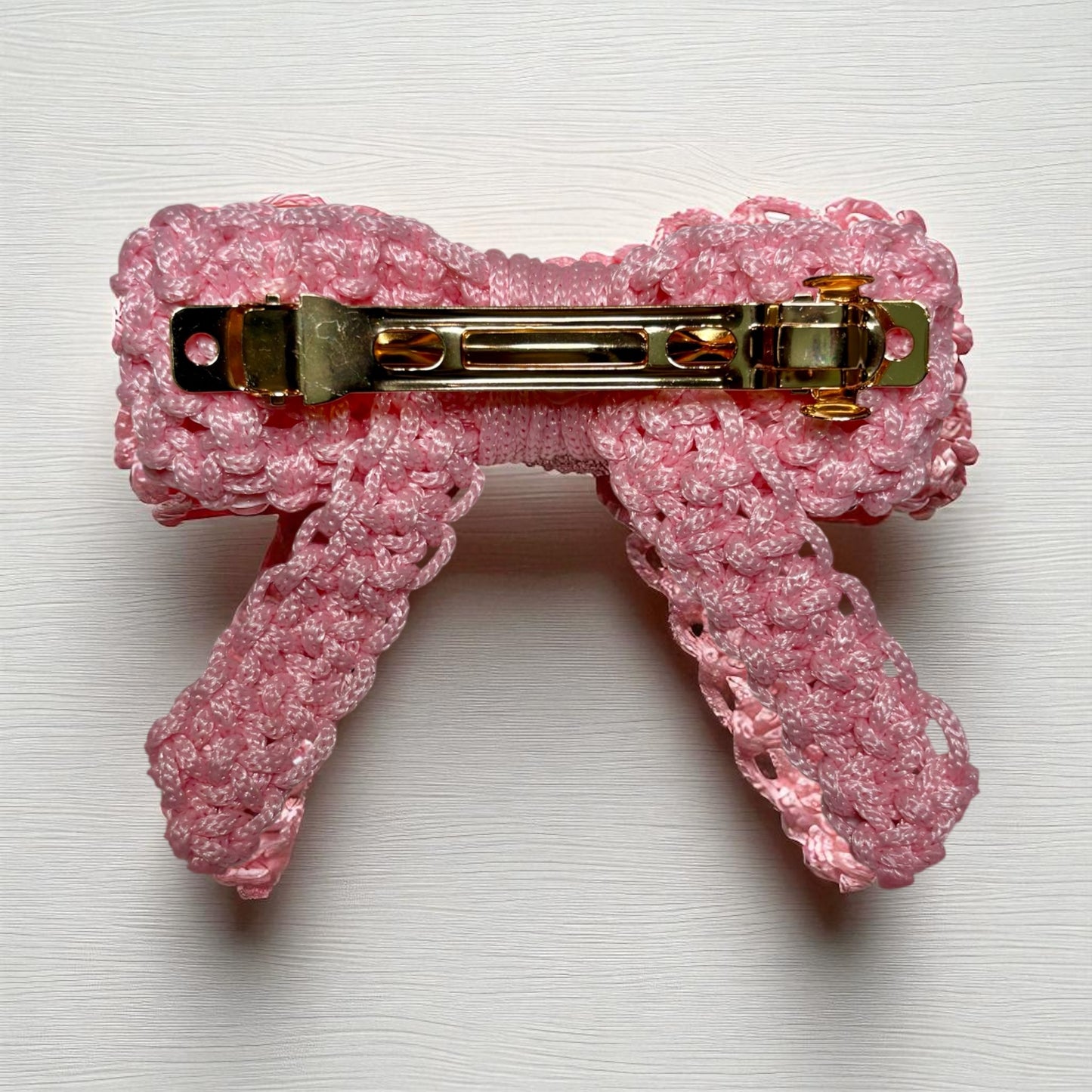 Pink Nylon Bow Barrette